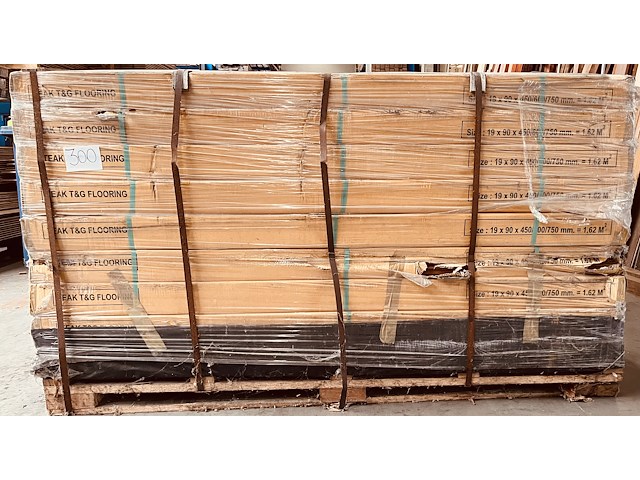 87,48m² teak parket 4 zijden tand en groef lengte 450/600/750mm - afbeelding 1 van  5