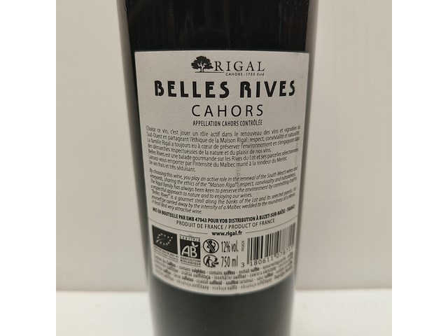 8x 75cl belles rives rigal cahors - afbeelding 2 van  2