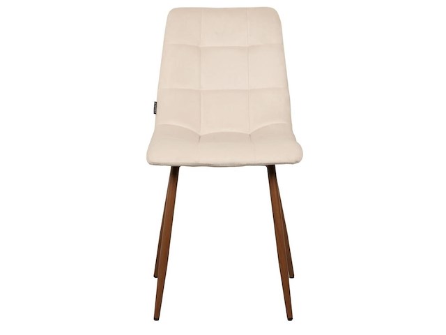 8x design eetkamerstoel creme velvet walnoot poten - afbeelding 2 van  4