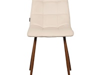 8x design eetkamerstoel creme velvet walnoot poten - afbeelding 2 van  4