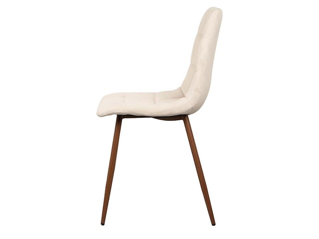 8x design eetkamerstoel creme velvet walnoot poten - afbeelding 3 van  4