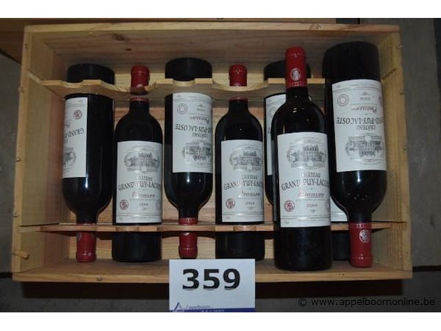 8x fles rode wijn, chateau grand-puy-lacoste, pauillac, 2006, 75cl - afbeelding 1 van  2