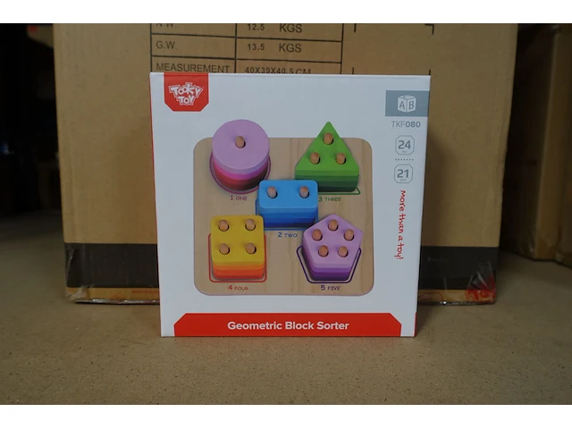 8x geometric block sorter tooky toy - afbeelding 1 van  2