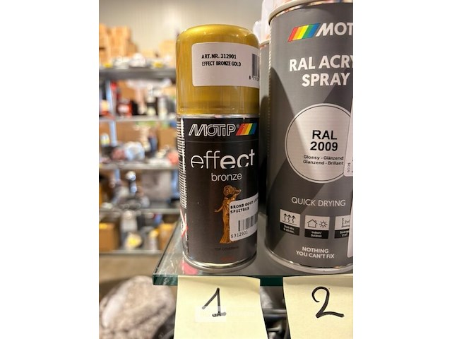 8x motip spray paint brons goud 150ml (houdbaar tot 2034) - afbeelding 1 van  3