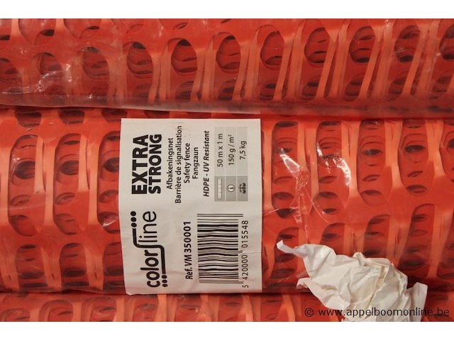 8x rol afbakeningsnet, colorline, extra strong, ref. vm 350001, 50 m x 1 m, 7, 5 kg per rol, hdpe - uv resistant - afbeelding 2 van  3