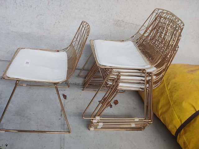 8x stoel goud + kussens (8x) - afbeelding 2 van  2