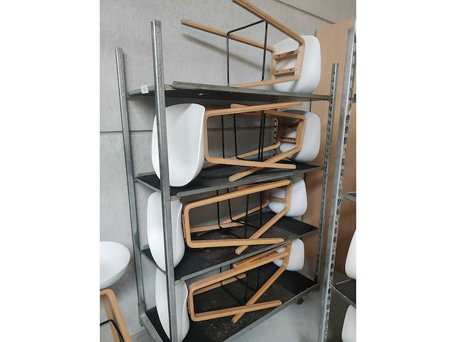 8x witte barstoel (houten frame (excl. transportkar) (8x) - afbeelding 4 van  4