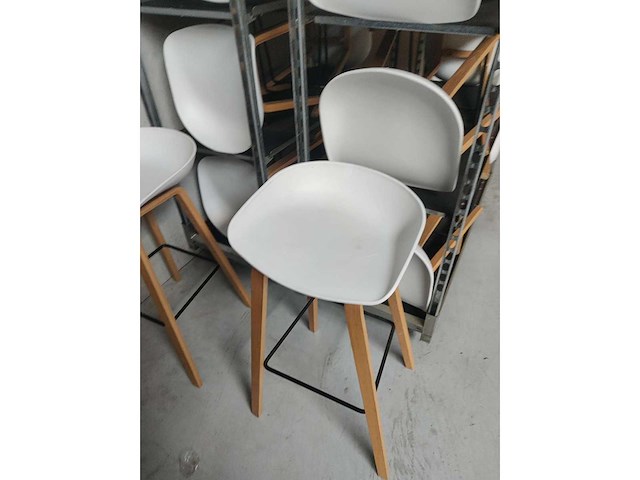 8x witte barstoel (houten frame (excl. transportkar)) (8x) - afbeelding 4 van  4
