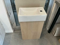 9 badkamermeubel houtkleur 40 x 22 cm, met lavabo toonzaalmodel badkamerkast - handwasser