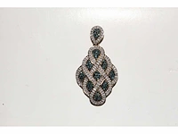 9 kt geelgouden hanger met natuurlijke diamant en behandelde blauwe diamanten - afbeelding 1 van  7