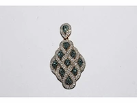 9 kt geelgouden hanger met natuurlijke diamant en behandelde blauwe diamanten - afbeelding 5 van  7