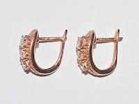 9 kt rozegouden oorbel met 1,59 cts natuurlijke diamant en morganiet - afbeelding 6 van  6