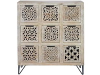 9-lades ladekast van mangohout en ijzer in zwart - afbeelding 6 van  13