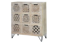 9-lades ladekast van mangohout en ijzer in zwart - afbeelding 7 van  13