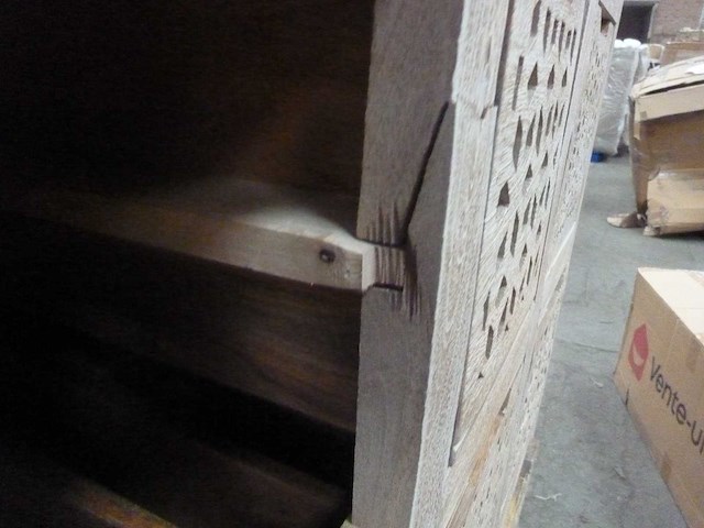 9-lades ladekast van mangohout en ijzer in zwart - afbeelding 3 van  13