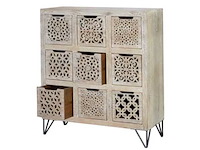 9-lades ladekast van mangohout en ijzer in zwart - afbeelding 8 van  13