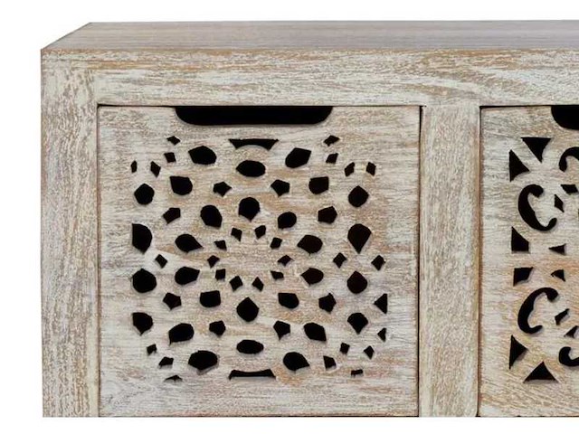 9-lades ladekast van mangohout en ijzer in zwart - afbeelding 9 van  13