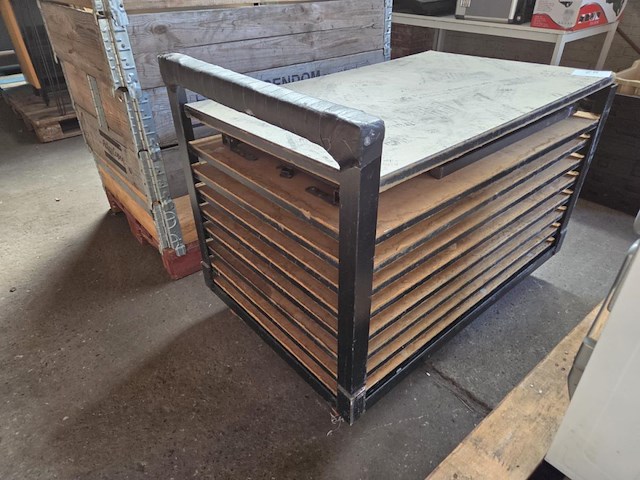 9 plooitafels op metalen kar - afbeelding 2 van  6