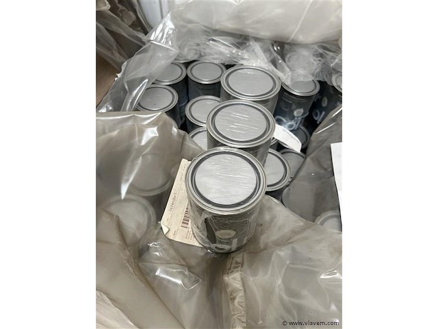9 potten verf, get. colr, kalkhvit, aan 1 liter per pot - afbeelding 3 van  3