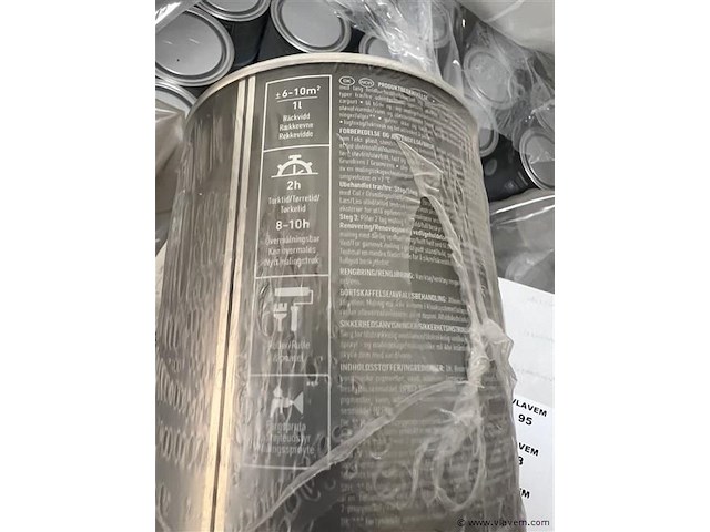 9 potten verf, get. colr, kalkhvit, aan 1 liter per pot - afbeelding 2 van  3