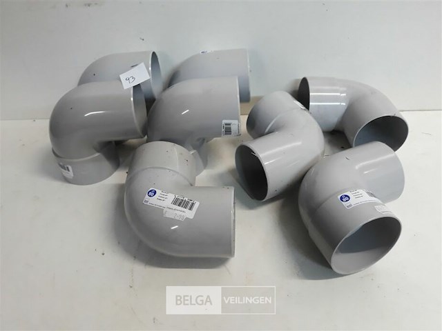 9 x bocht 90° 80 mm licht grijs pvc regenafvoer - afbeelding 2 van  3