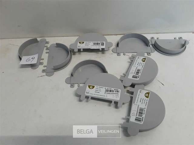 9 x eindstop 80mm licht grijs pvc regenafvoer - afbeelding 1 van  3