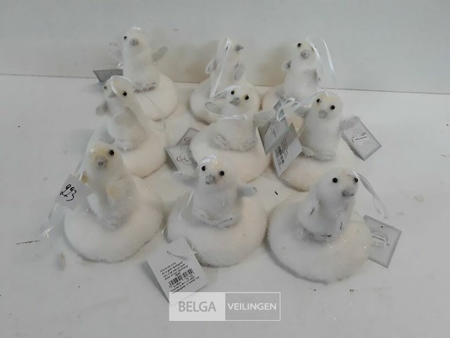 9 x hangdeco pinguin op ijsschot 10 cm - afbeelding 1 van  3