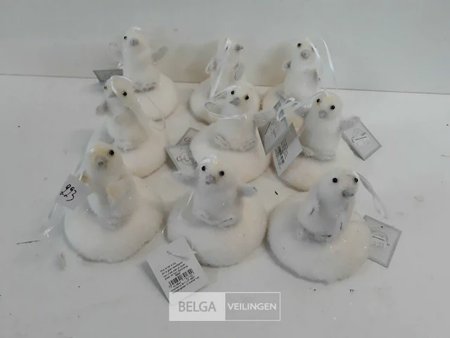 9 x hangdeco pinguïn op ijsschot 10 cm - afbeelding 2 van  3