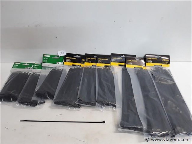 9 x kabelbinders zwart 100 stuks 3 assorti - afbeelding 1 van  2