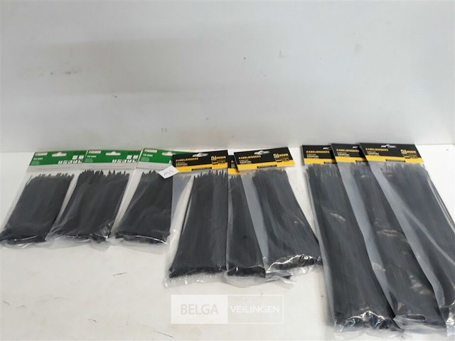 9 x kabelbinders zwart 100 stuks 3 assorti - afbeelding 1 van  3