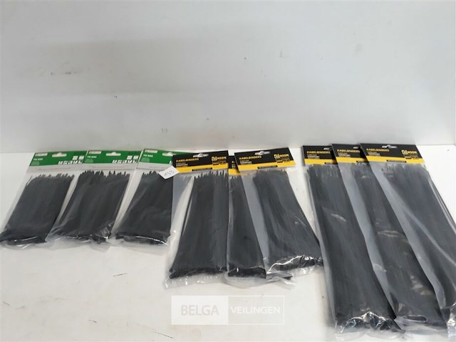 9 x kabelbinders zwart 100 stuks 3 assorti - afbeelding 1 van  3