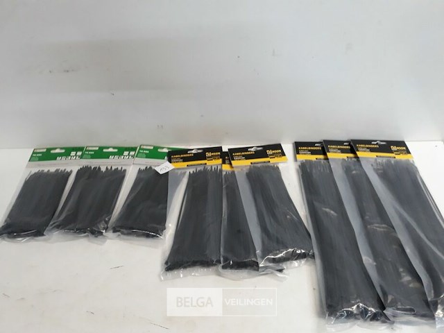 9 x kabelbinders zwart 100 stuks 3 assorti - afbeelding 1 van  3