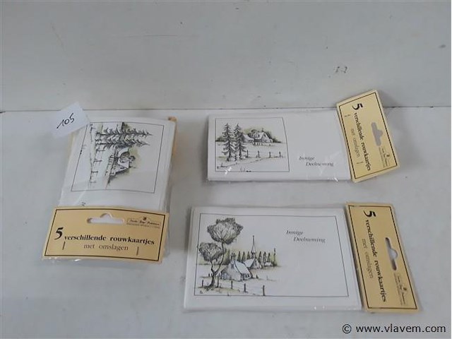 9 x rouwkaartjes met omslagen 5 stuks - afbeelding 1 van  2