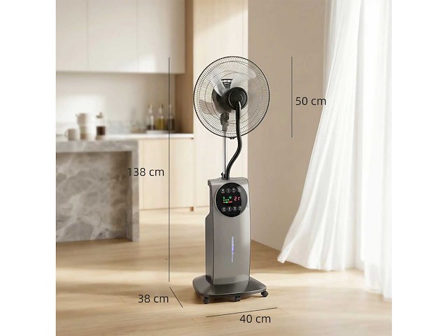 90w mistventilator, 138cm voetstukventilator - afbeelding 3 van  4