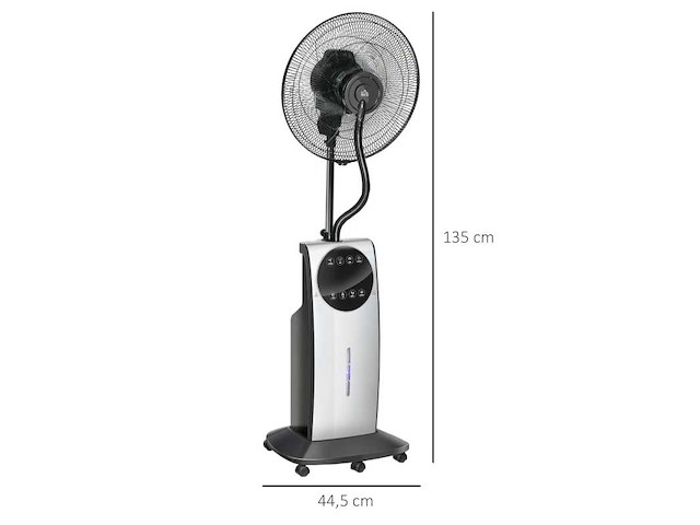 90w nevelventilator met 3 modi, 3 snelheden, afstandsbediening, 12h timer, 70° oscillatie, grijs en zwart - afbeelding 3 van  5