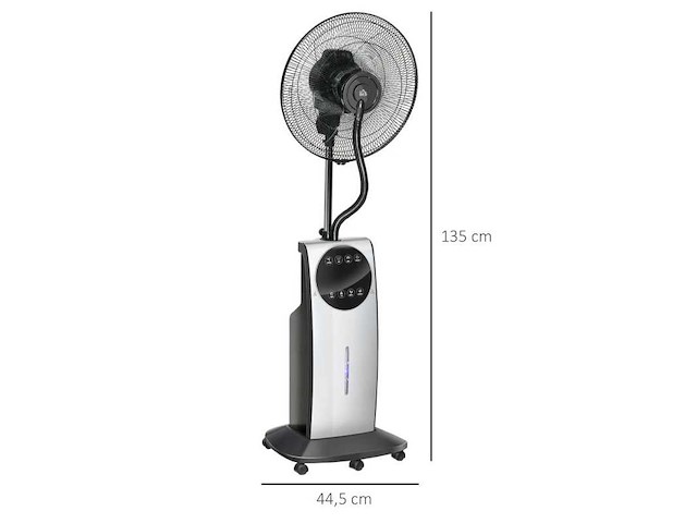 90w nevelventilator met 3 modi, 3 snelheden, afstandsbediening, 12h timer, 70° oscillatie, grijs en zwart - afbeelding 3 van  5