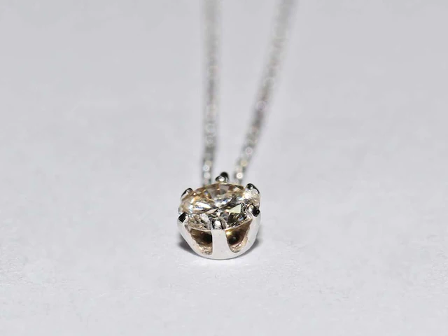 950 platina witte ketting met hanger en natuurlijke diamant - afbeelding 2 van  8