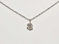 950 platina witte ketting met hanger en natuurlijke diamant - afbeelding 3 van  8