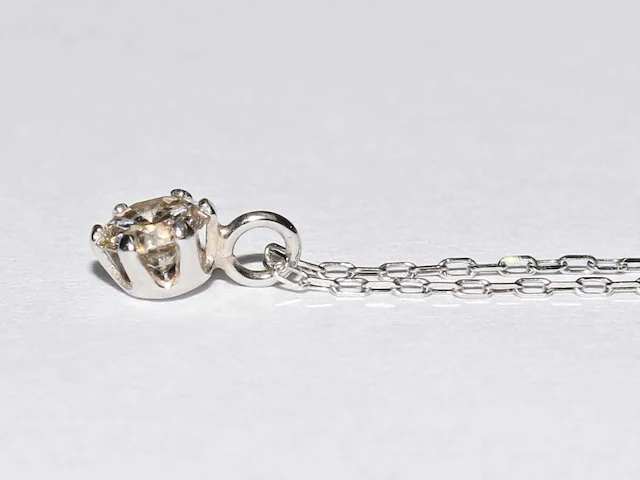 950 platina witte ketting met hanger en natuurlijke diamant - afbeelding 4 van  8