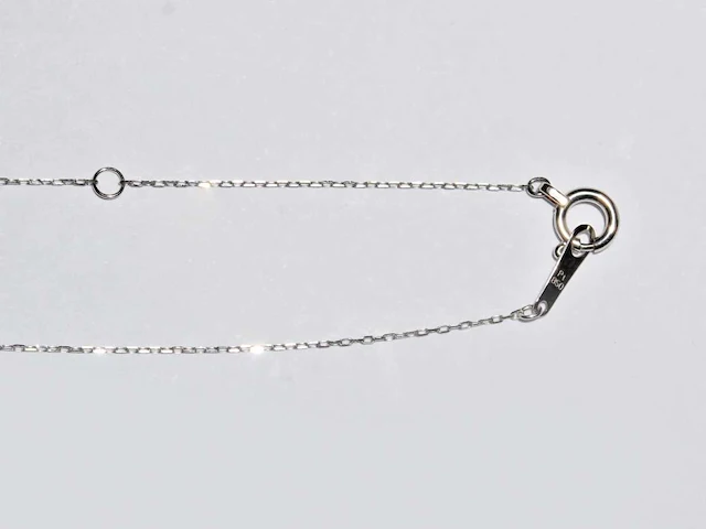950 platina witte ketting met hanger en natuurlijke diamant - afbeelding 6 van  8