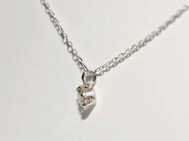 950 platina witte ketting met hanger en natuurlijke diamant - afbeelding 8 van  8