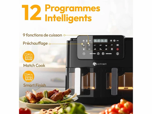 9l airfryer, match cook & smart finish functies, 12 programma's - afbeelding 7 van  7