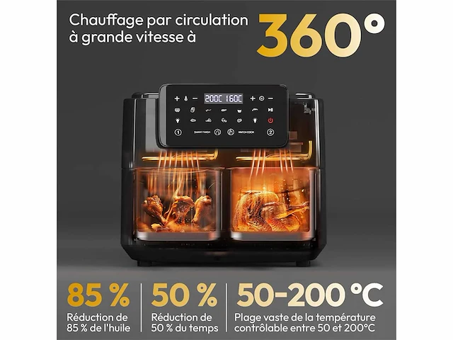 9l airfryer, match cook & smart finish functies, 12 programma's - afbeelding 2 van  7