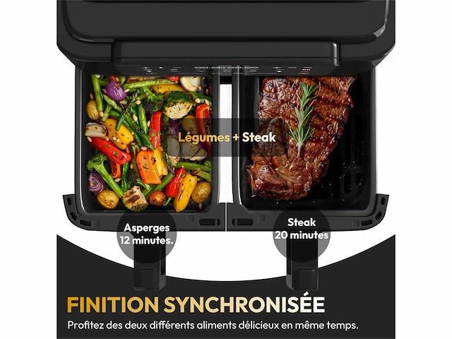 9l airfryer, match cook & smart finish functies, 12 programma's - afbeelding 3 van  7
