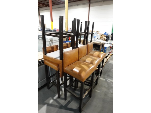 9x lederen barstoel - afbeelding 1 van  4