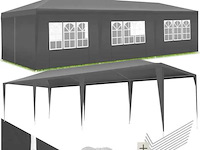 9x3m paviljoen met 8 verwijderbare waterdichte zijdelen - grijs