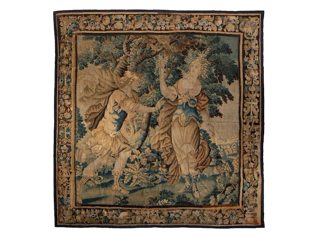A 17thc flemish wall tapestry depicting apollo and daphne 268 x 258 cm. (105.51 x 101.56 in.) - afbeelding 1 van  6