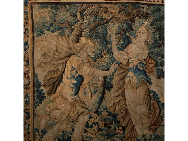 A 17thc flemish wall tapestry depicting apollo and daphne 268 x 258 cm. (105.51 x 101.56 in.) - afbeelding 3 van  6