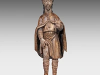 A 17thc spanish walnut sculpture of saint rochus 115 cm. (45.28 in.)