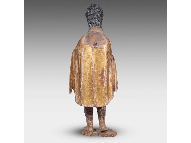 A 17thc spanish walnut sculpture of saint rochus 115 cm. (45.28 in.) - afbeelding 12 van  16